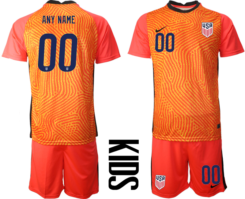 Youth 2020-2021 Season National team United States goalkeeper red customized Soccer Jersey->customized soccer jersey->Custom Jersey